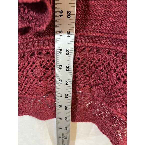 Lauren Conrad Women's Small Maroon Knit Long Sleeve Sweater - Picture 11 of 12